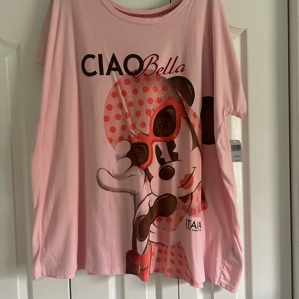 Disney Epcot Italian Pavilion Ciao Bella Pink Minnie Mouse Graphic T-Shirt